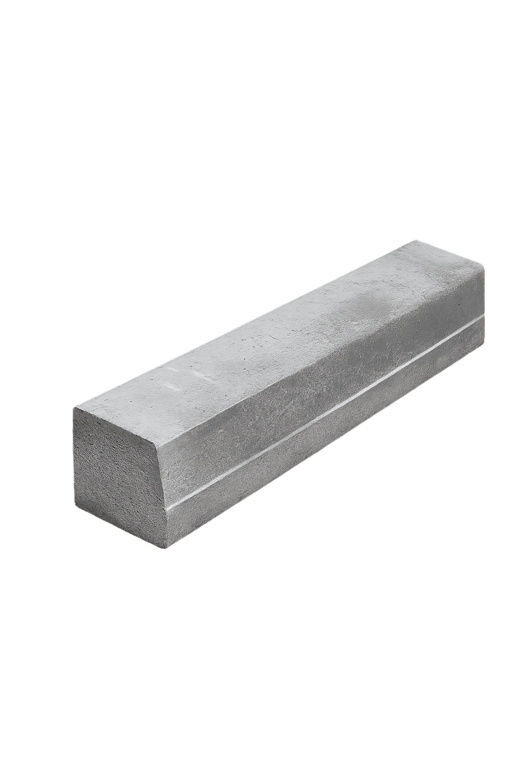 Anësorë 18 × 24 × 80 cm in betonit, photographed on its own: a heavier element with a sloped face along one top edge