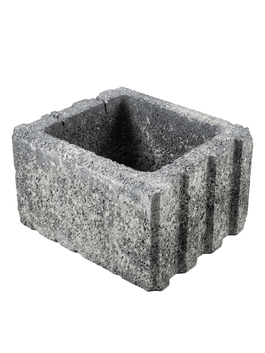 The rim of decorative blocks in Color Mix black-white, notched by the channels where two elements meet