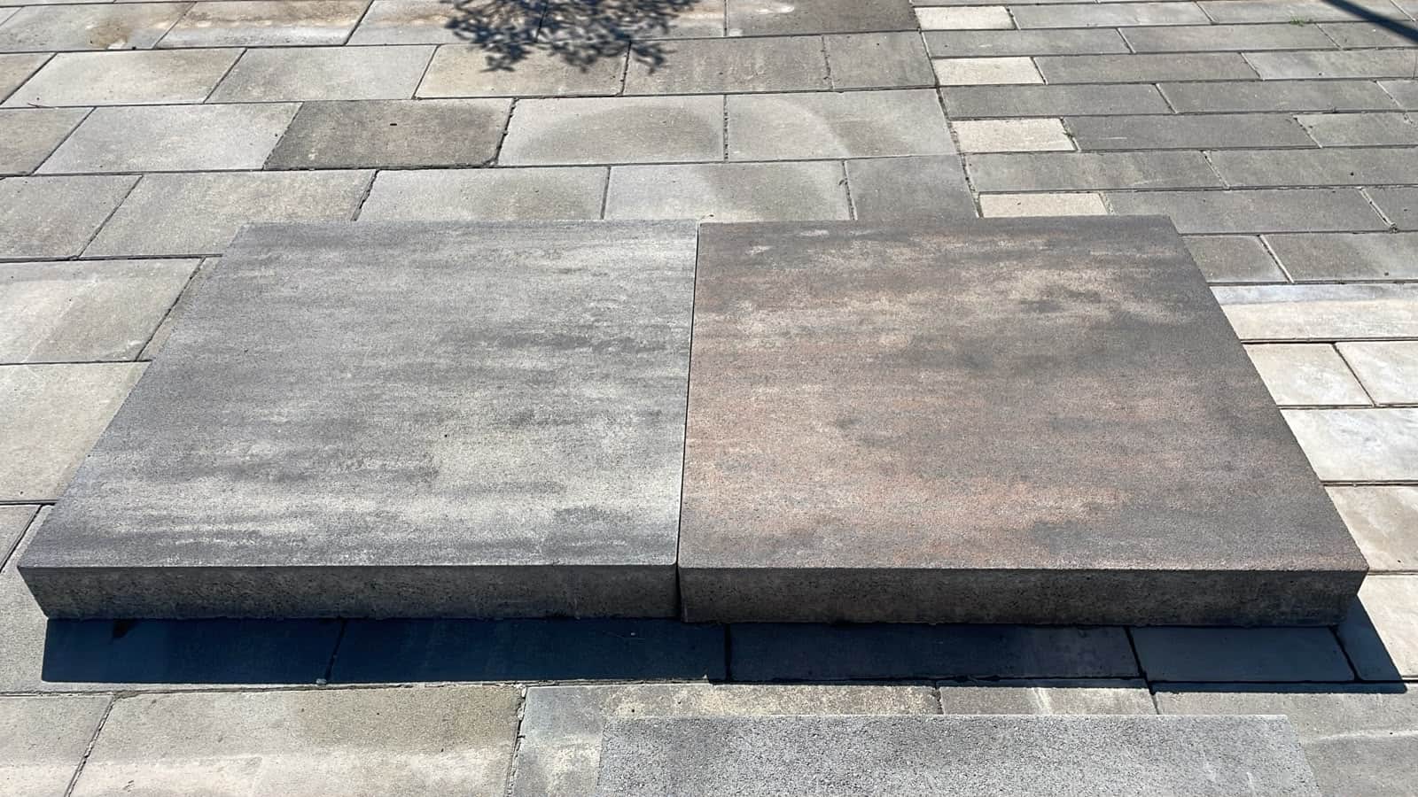 Laid sample of 100 × 100 cm concrete pavers