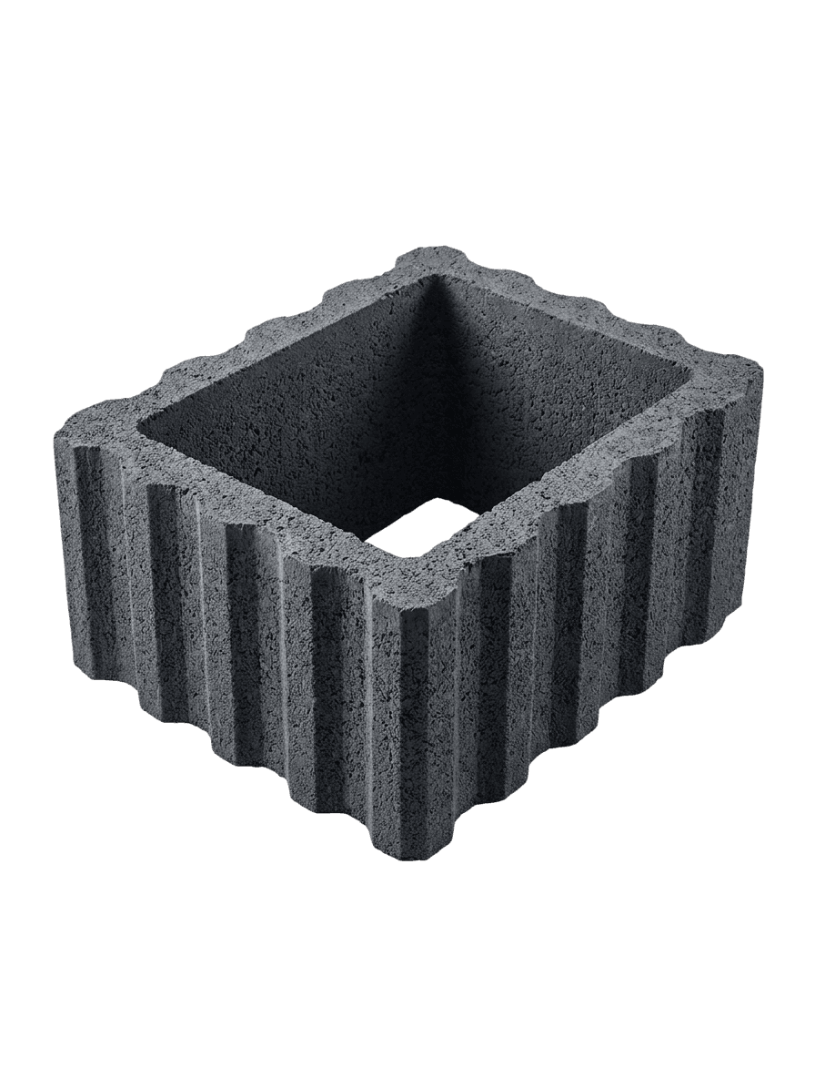Vazo concrete element in anthracite, open at the top, background removed